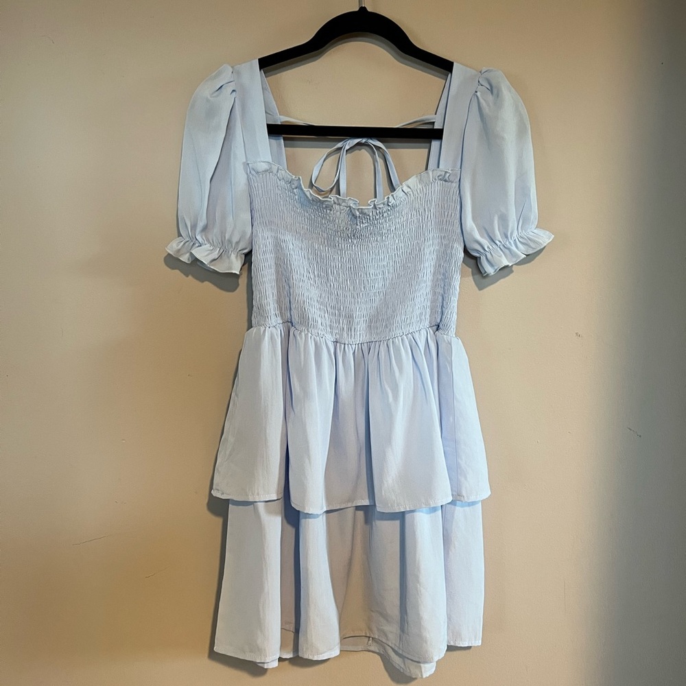 Blue Tie Back 2-Tier Sundress